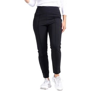{Kinona} "Tailored Track Golf Pants" Black Straight Leg Stretch Pleats Pull On